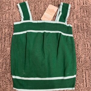 Green and White Knit Tank Top